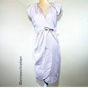 Diane Von Furstenburg Off-White 96% Linen Cap Sleeve Kiamo Wrap Dress Size 0